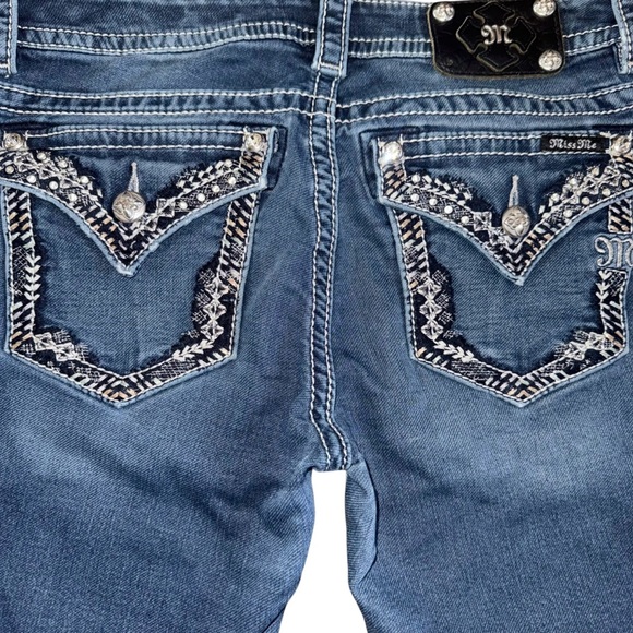 Miss Me Denim - Miss Me Signature Ankle Skinny Jeans 29 Bling Pocket Mid Rise Stretch Y2K